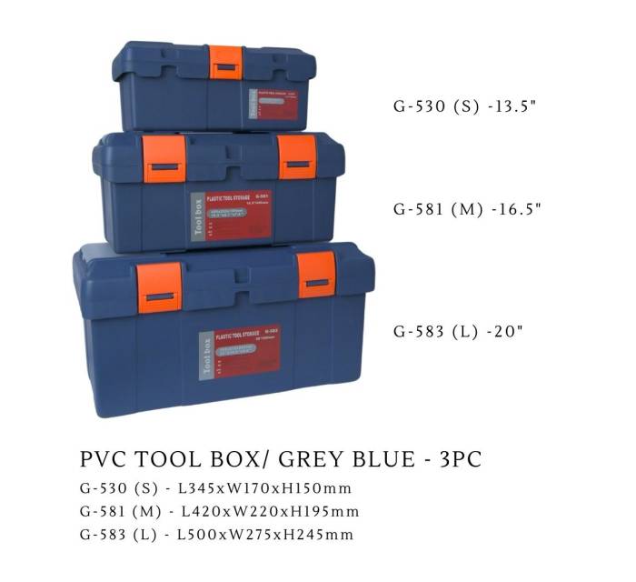 PVC TOOL BOX - GREY BLUE