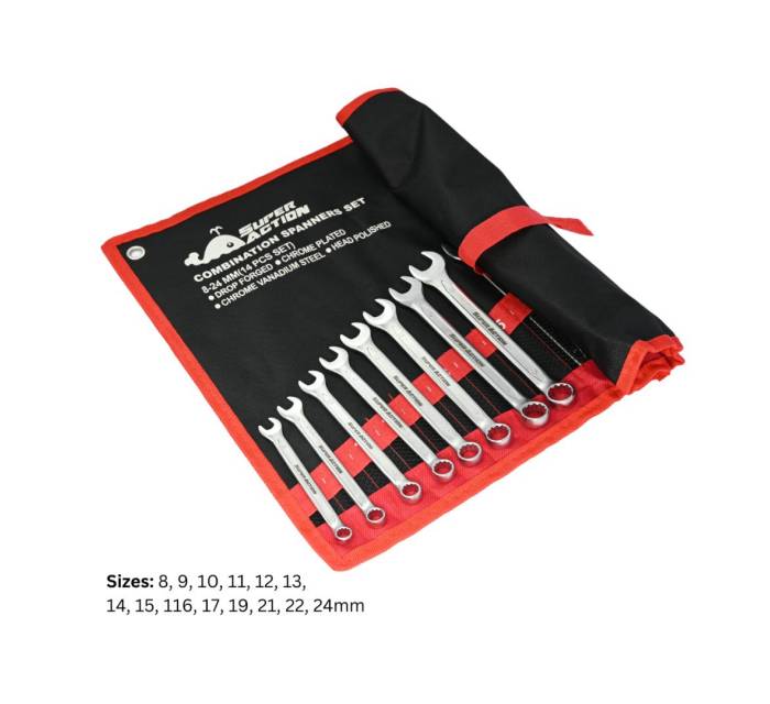 8-24MM CRV Spanner Set - 14-PC | Super Action