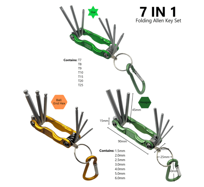 7PCS Folding Allen Key Set  with Hook